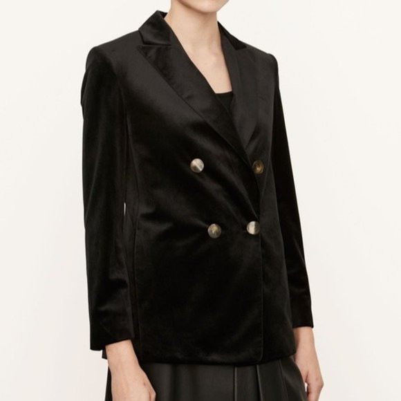 Vince Black Velvet Gold Button Down Blazer Academia Collegiate Workwear Sz 6 - Picture 1 of 9